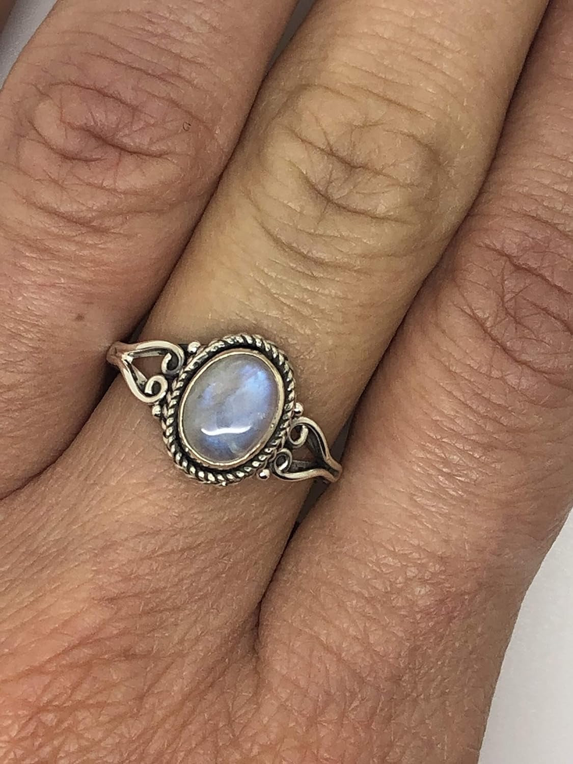 Oval Moonstone - 925 Sterling Silver Ring - Delicate BOHO Chic Jewelry - Fashionable and Stylish for Girls and Women with Velvet Gift Bag/Box - Made by Indian Artisans - Size 5-9