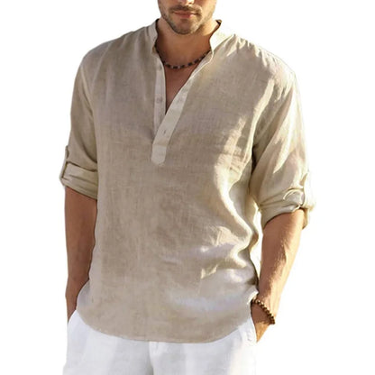 12 Colors!New Men'S Linen Long Sleeve Shirt Solid Color Casual Cotton Linen Shirts Tops S-5XL Hawaiian Shirts