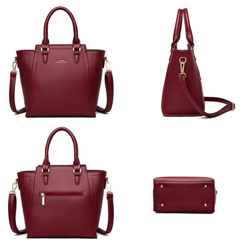 Large Capacity Casual Tote Bag Leather Big Shoulder Crossbody Bags for Women 2021 Simple Female Shopper Bag Designer Handbags