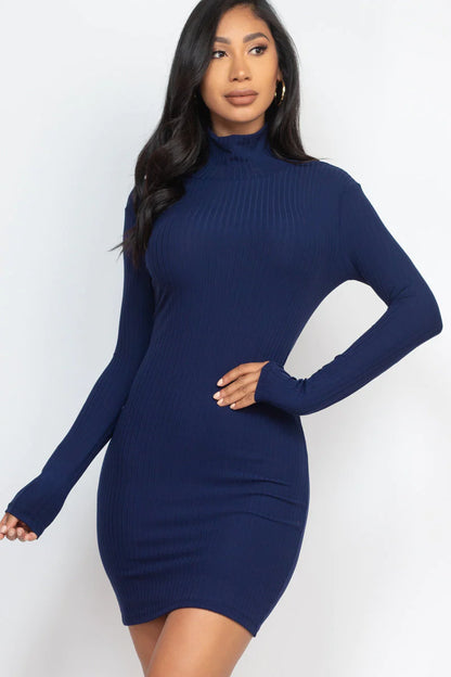 FALL Ribbed Mock Neck Bodycon Mini Dress