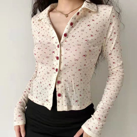 FALL Floral Vintage Collar Top