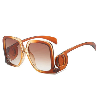 Fashion Gradient Oversized Sunglasses Women Unique Designed Frame Sun Glasses Vintage Trend Casual High Quality Chic Street Wear