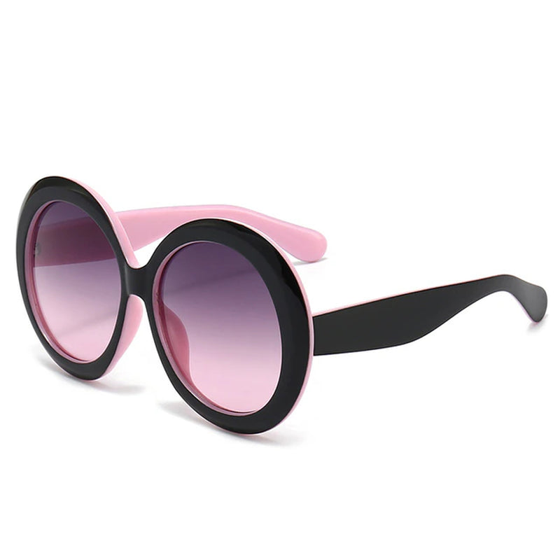 Vintage Big round Sunglasses Women Brown Gradient Oversized Sun Glasses Female Fashion Luxury Brand Designer Mirror Clear Shades