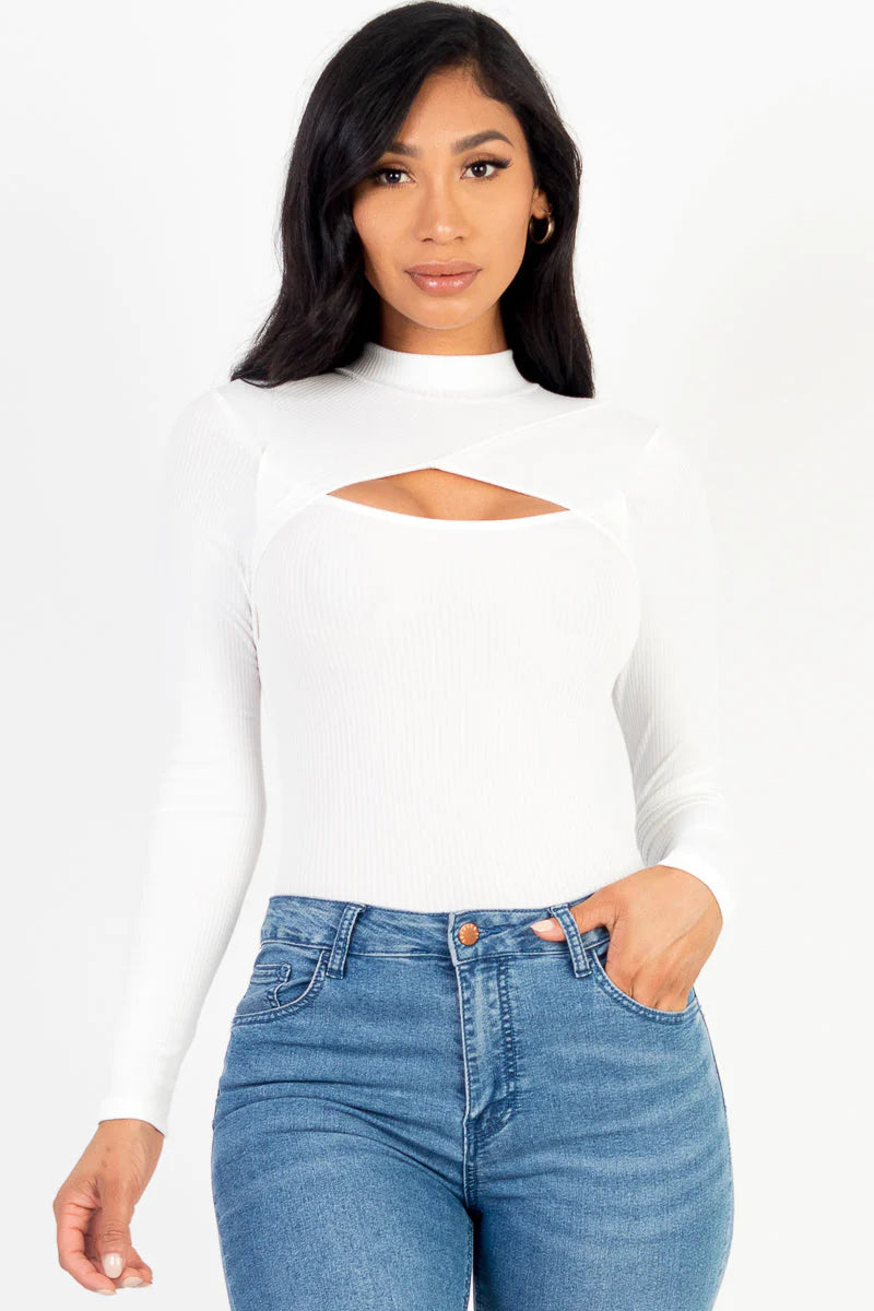 FALL Front Cutout Long Sleeve Bodysuit
